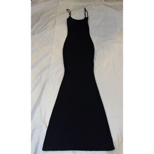 SKIMS Soft Lounge Long Slip Dress Black Size Small Ribbed Modal Kardashian